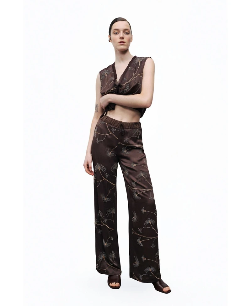 Nocturne Women's Beaded Embroidered Pants