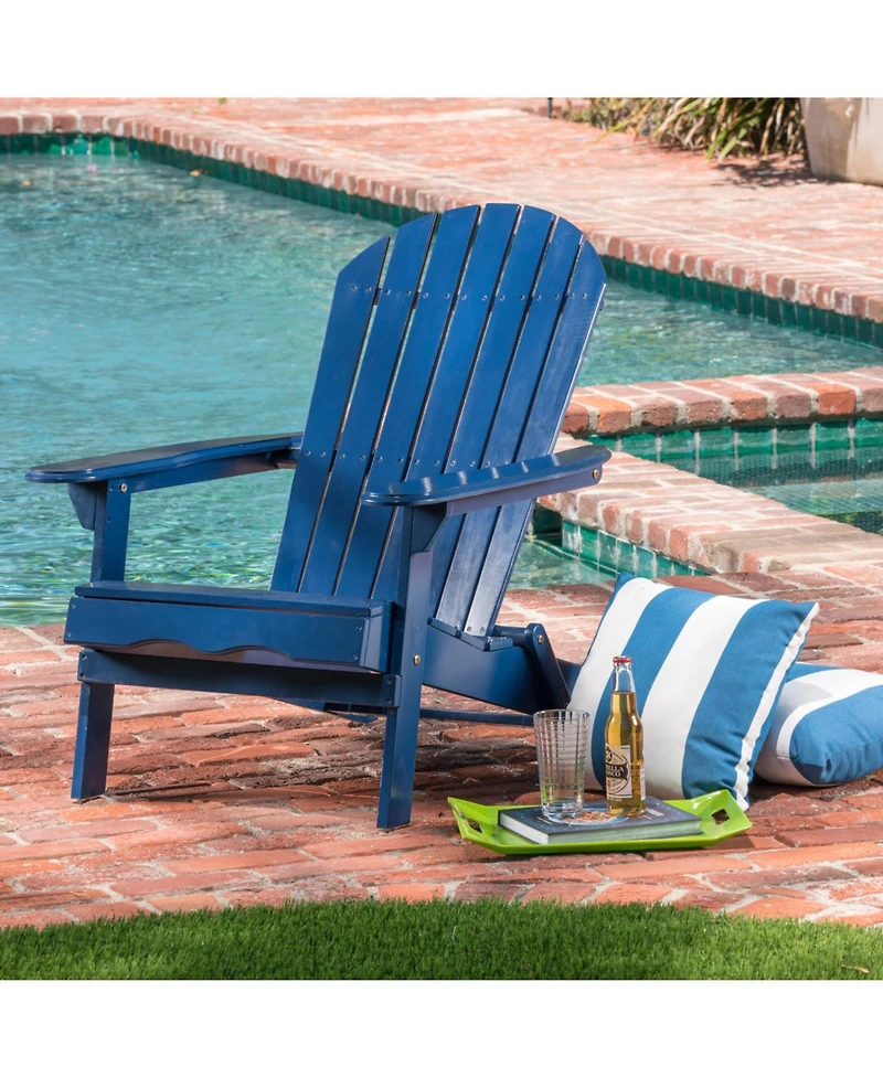 Acacia Wood Folding Adirondack Chair - Rustic Design