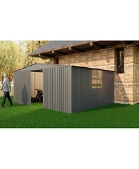 Streamdale Furniture Outdoor Metal & Firewood Shed 13x11 Grey