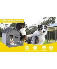Streamdale Furniture Large Solid Wood Dog House with Terrace