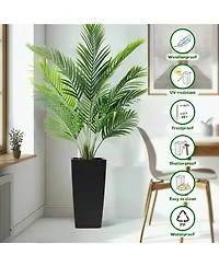 Streamdale Furniture 22" Faux Rattan Square Planter w/ Self-Watering (2-Pack Black)