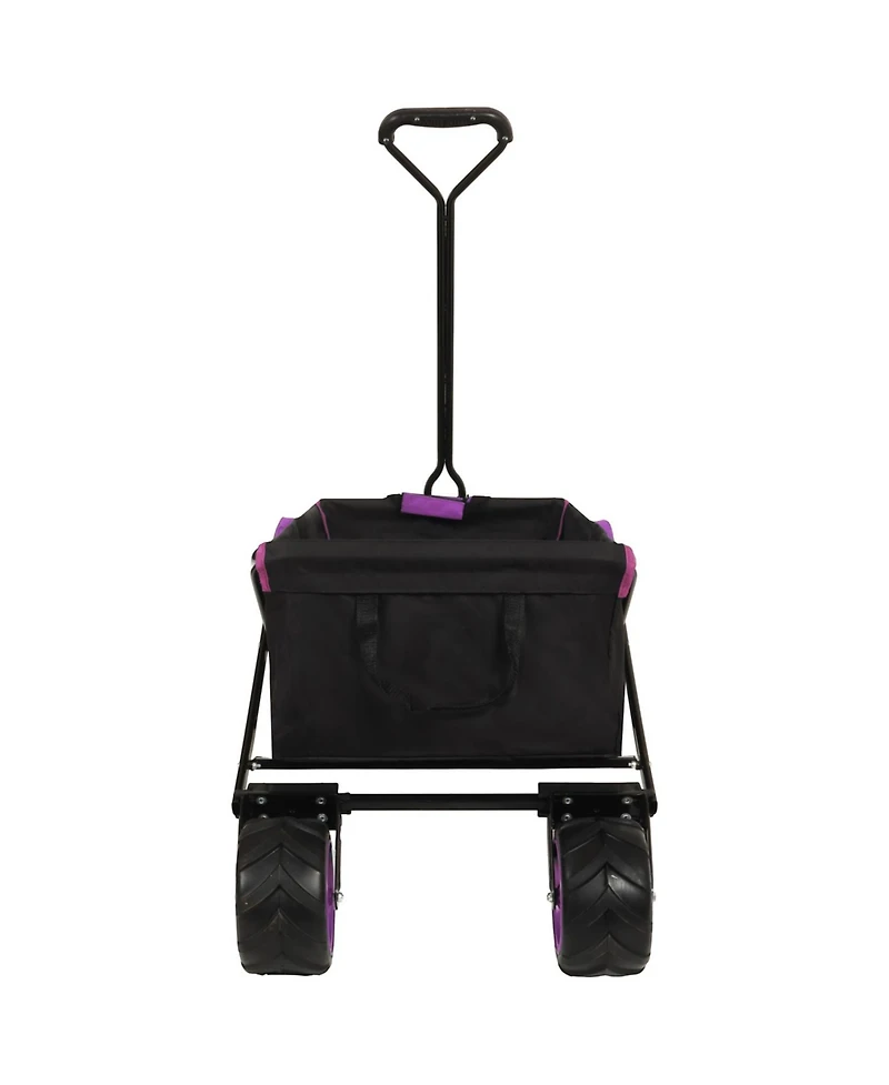 Streamdale Furniture Folding Wagon - All-Terrain Wheels Black & Purple
