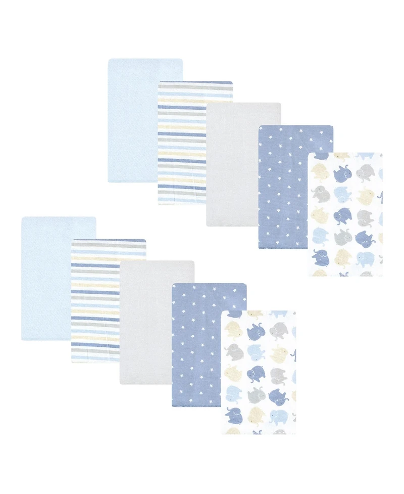 Hudson Baby Boys Ten-Piece Cotton-Poly Flannel Burp Cloth Set Blend