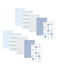 Hudson Baby Boys Ten-Piece Cotton-Poly Flannel Burp Cloth Set Blend