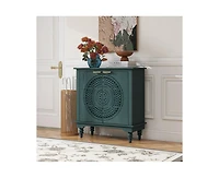 Casainc Hollow-Carved 2 Door Accent Cabinet Sideboard Buffet Storage Cabinet with Adjustable Shelf