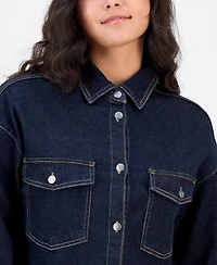 Bar Iii Women's Oversized Denim Shirt, Macy's Exclusive