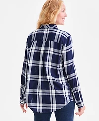 Style & Co Women's Plaid Button-Down Perfect Shirt, Created for Macy's