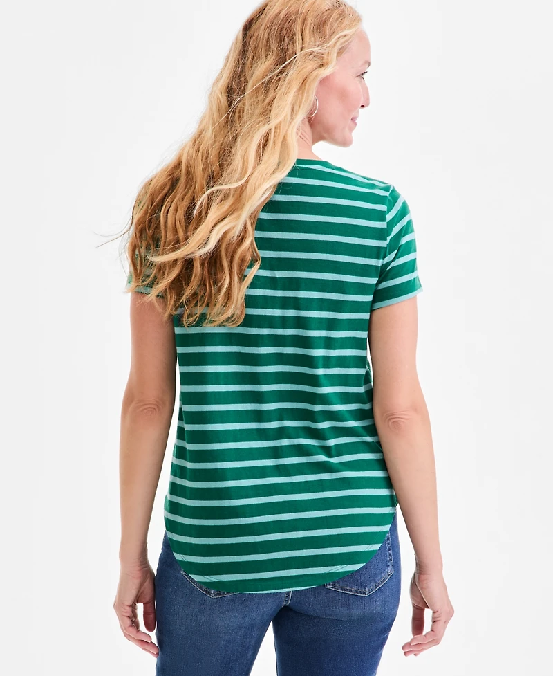 Style & Co Women's Striped Crewneck Short-Sleeve T-Shirt, Macy's Exclusive