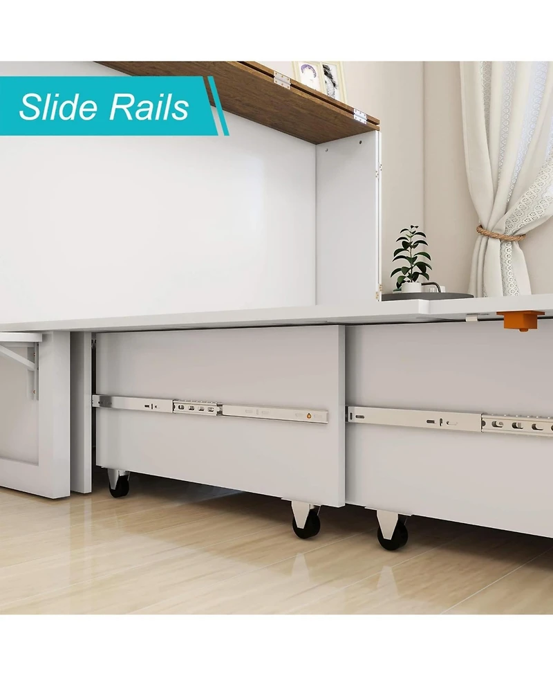 livelylodge Murphy Bed Cabinet with Drawer Includes Storage Cabinet, Twin Suit for Home Office, Full with Charging and Usb Port, Warm White Twin Murph