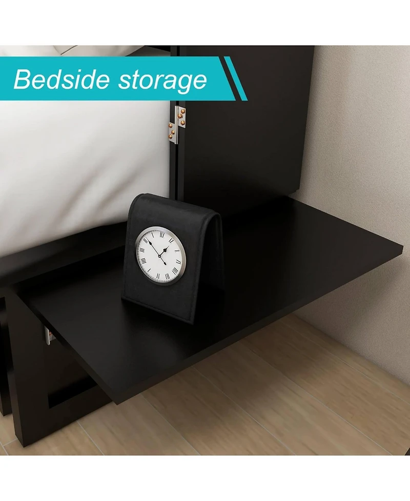 Murphy Bed Cabinet with Drawer Includes Storage Cabinet, Murphy Bed Twin Suit for Home Office or Small Room, Murphy Bed Black Twin
