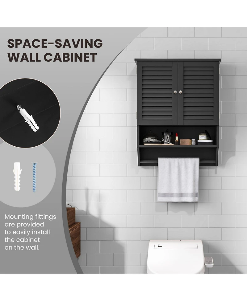Volenca 2-Doors Bathroom Wall-Mounted Medicine Cabinet with Towel Bar