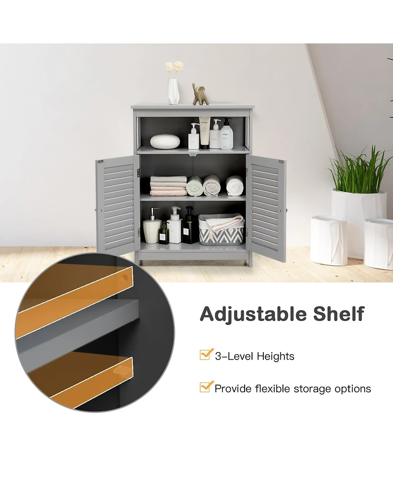 Volenca Wood Freestanding Bathroom Storage Cabinet with Double Shutter Door