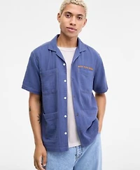 Sun Stone Mens Camp Joss Regular Fit Embroidered Button Down Shirt Inside Out Regular Fit T Shirt Mousse Baggy Jeans Macys Exclusive