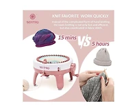 Sentro 40-Needle Knitting Machine - Pink | Make Scarves, Hats, Socks Fast | Includes Flat/Tube Key, Easy for Beginners & Kids