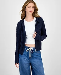 Hooked Up by Iot Juniors' Cable-Knit Zippered Hoodie