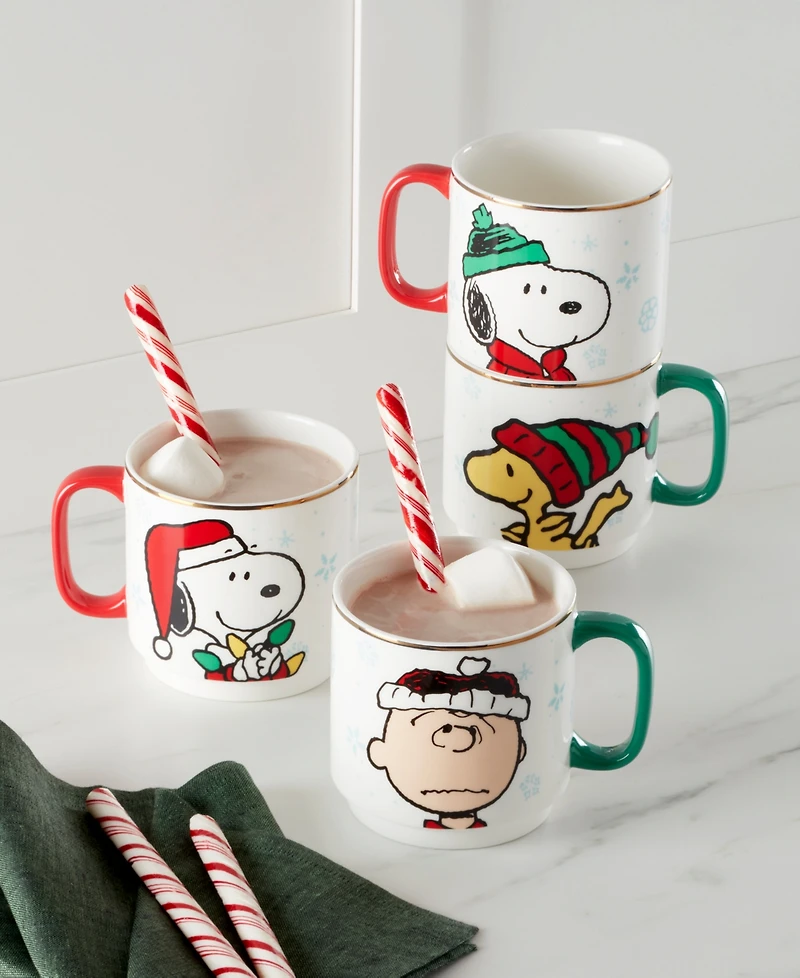 Lenox Snoopy Christmas Stackable Mugs, Set of 4