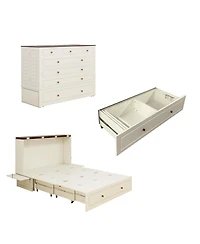 livelylodge Murphy Bed Cabinet, Queen Murphy Bed with Usb and Charging Ports, with Drawer Includes Storage Cabinet, Queen Suit for Guest Room, White C