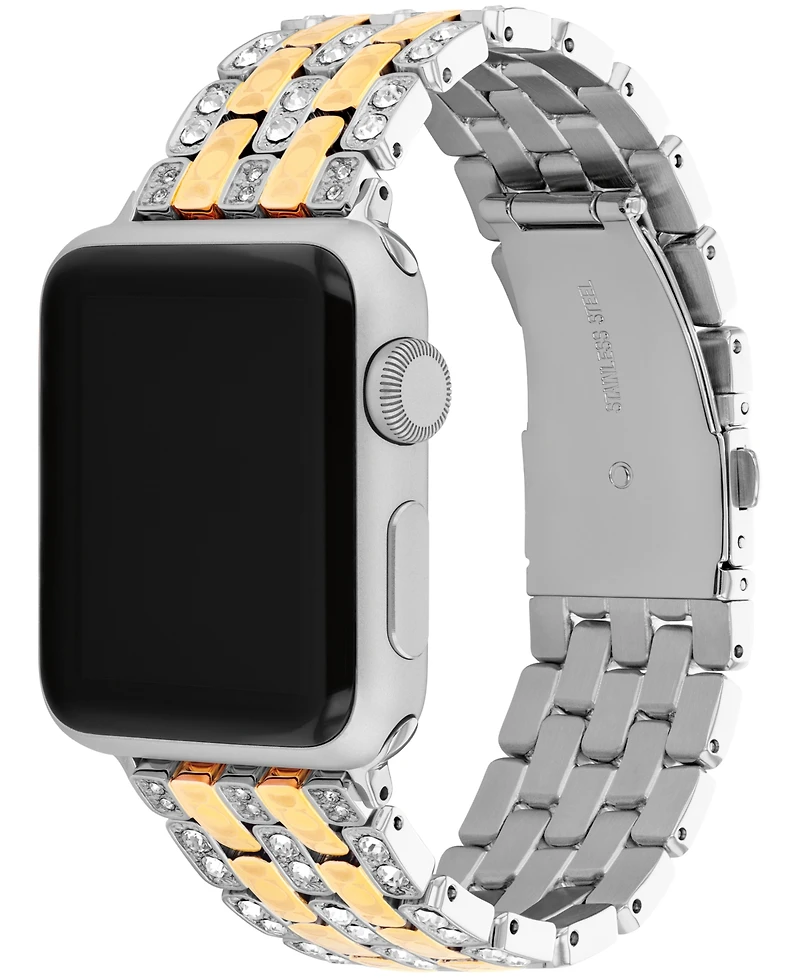 Coach Women's Two Tone Stainless Steel and Crystals Apple Watch Strap, 38mm, 40mm, 41mm