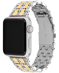 Coach Women's Two Tone Stainless Steel and Crystals Apple Watch Strap, 38mm, 40mm, 41mm
