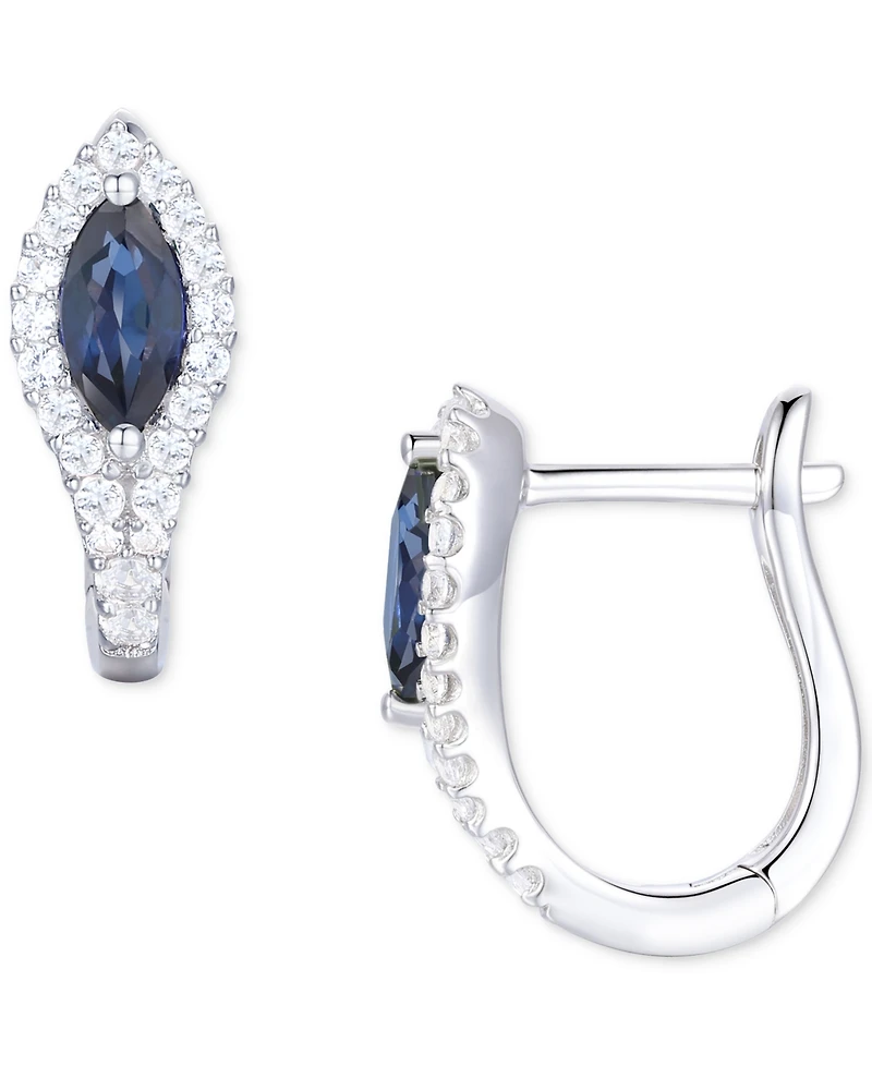 Gemstone (5/8 ct. t.w.) & Diamond (1/4 Hoop Earrings 14k Gold