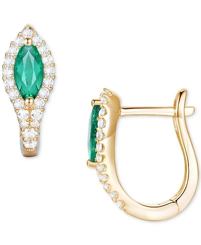 Gemstone (5/8 ct. t.w.) & Diamond (1/4 Hoop Earrings 14k Gold