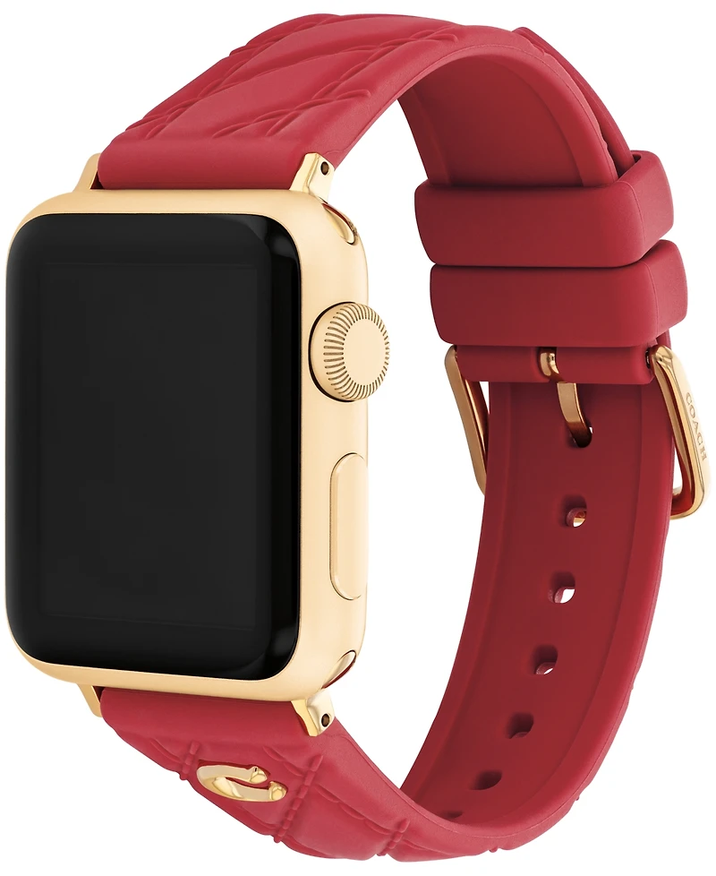 Coach Women's Red Silicone Apple Watch Strap, 38mm, 40mm, 41mm