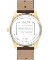 Coach Women's Oliver Brown Leather Calfskin Strap Watch, 41mm