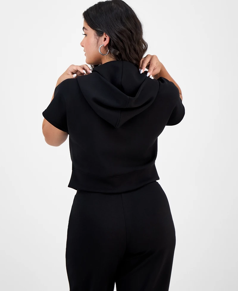 And Now This Petite Hooded Short-Sleeve Zip-Up Top, Macy's Exclusive