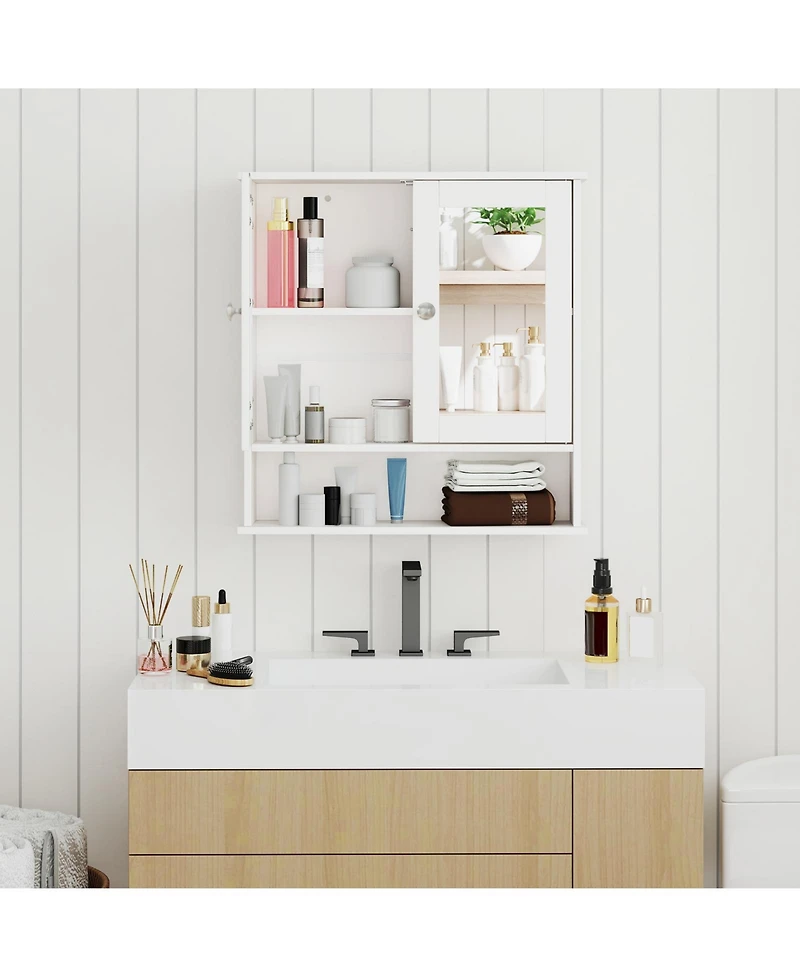 Volenca Double Door Wall-Mounted Bathroom Mirror Cabinet with Storage Shelf