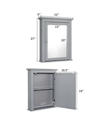 Wall Mount Bathroom Cabinet with One Mirror Single Door Adjustable Shelves Retro Handle