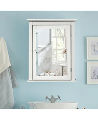 Wall Mount Bathroom Cabinet with One Mirror Single Door Adjustable Shelves Retro Handle