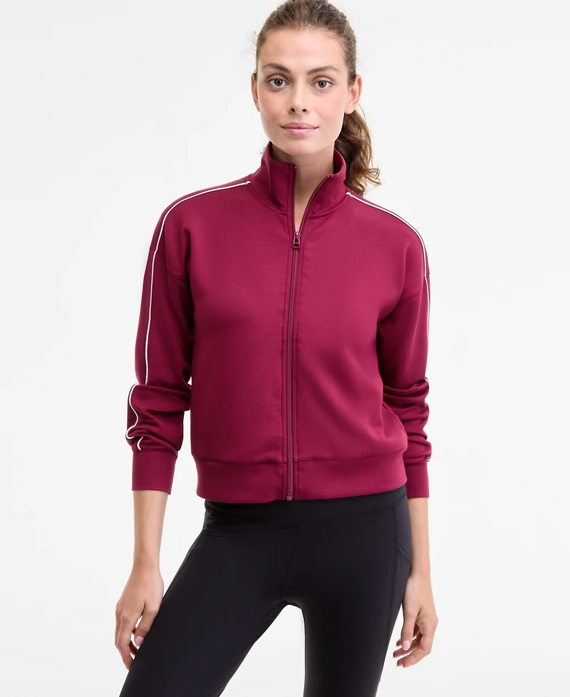 Id Ideology Women's Relaxed Butter Soft Funnel-Neck Zip-Front Sweater, Macy's Exclusive