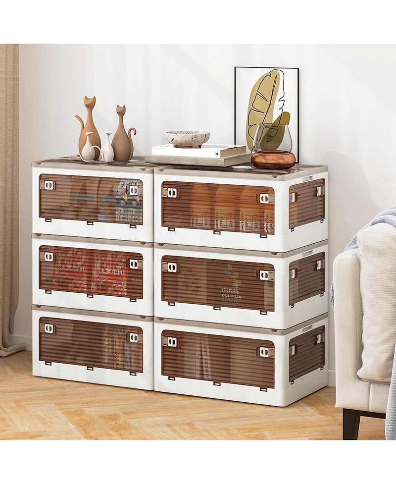 3-Pack Stackable Storage Bins with Lids with 5 Opening Ways