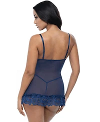 Oh La Cheri Women's Valentine Soft Cup Ruffle Hem Lace Babydoll