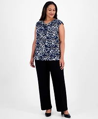 Anne Klein Plus Printed Cowl-Neck Extended-Shoulder Blouse