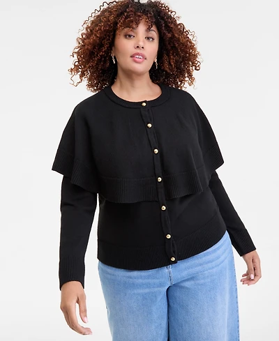 On 34th Trendy Plus Size Cape-Overlay Cardigan, Macy's Exclusive