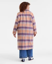 On 34th Trendy Plus Plaid Double-Breasted Coat, Macy's Exclusive
