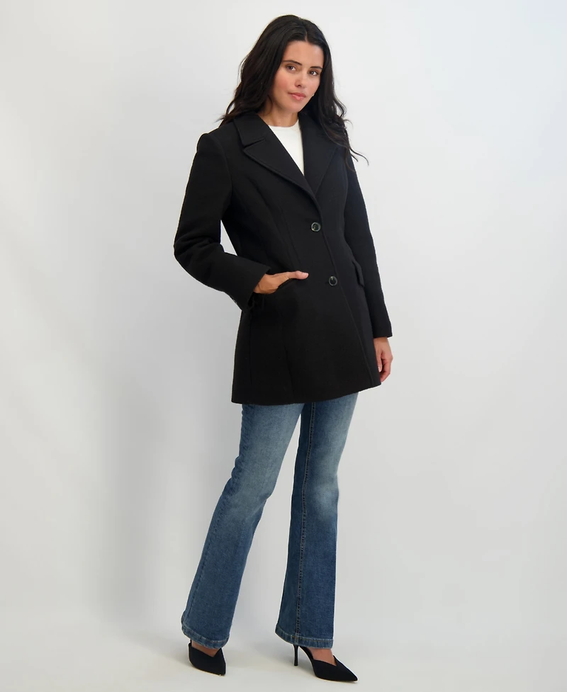 Tahari Women's Notched-Collar Single-Breasted Peacoat