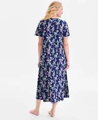 Charter Club Women's Cotton Short-Sleeve Lace-Trim Nightgown