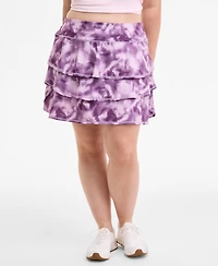 Id Ideology Plus Relaxed Smoky Dye Jersey Flounce Skort, Macy's Exclusive