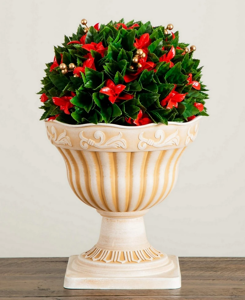 Nearly Natural 22" Uv Resistant Artificial Christmas Ball in Classic Decorative Planter Indoor and Outdoor