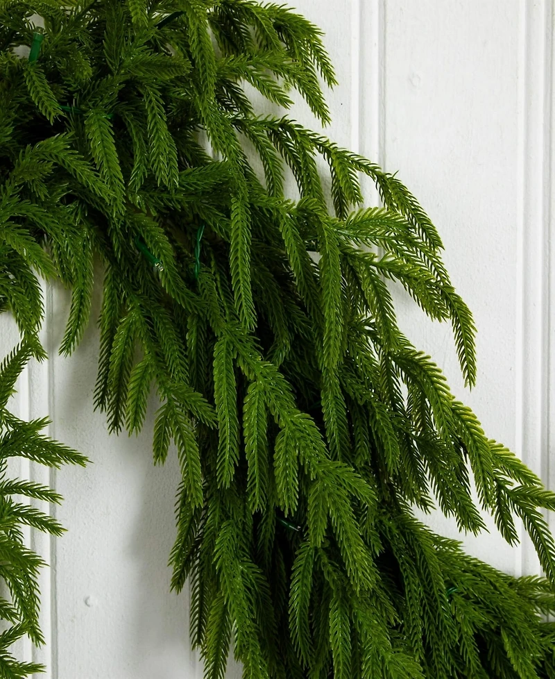 Nearly Natural 9" Pre-Lit Artificial Touch Norfolk Island Pine Garland Led Lights