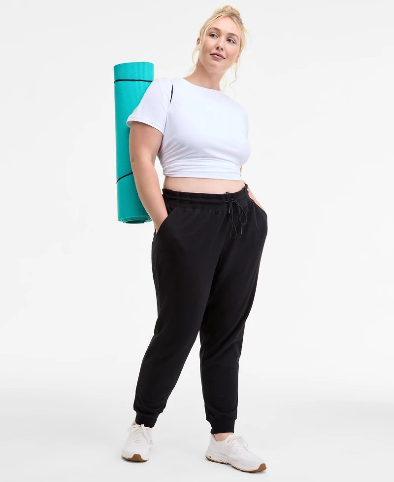 Id Ideology Plus Relaxed High-Rise Fleece Joggers, Macy's Exclusive