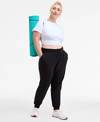 Id Ideology Plus Relaxed High-Rise Fleece Joggers, Macy's Exclusive