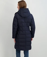 Tahari Women's Hooded Bibbed Puffer Coat