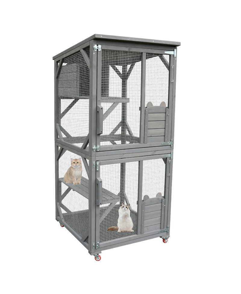 Streamdale Furniture Catio Large Wooden Cat House on Wheels