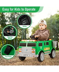 Gymax Ride on Garbage Truck with Remote Control Trash Bin Shovel Lights Sound Effects