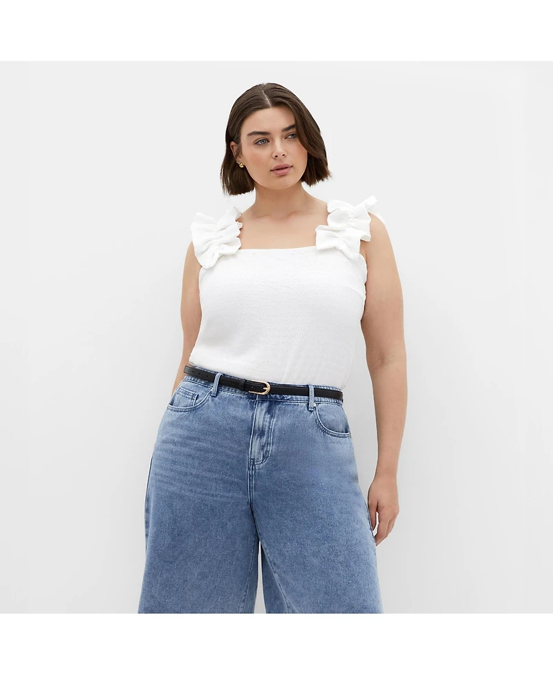City Chic Plus Aria Frill Top