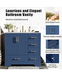 Streamdale Furniture 36" Bathroom Vanity with Ceramic Sink & Soft Close Doors/Drawers