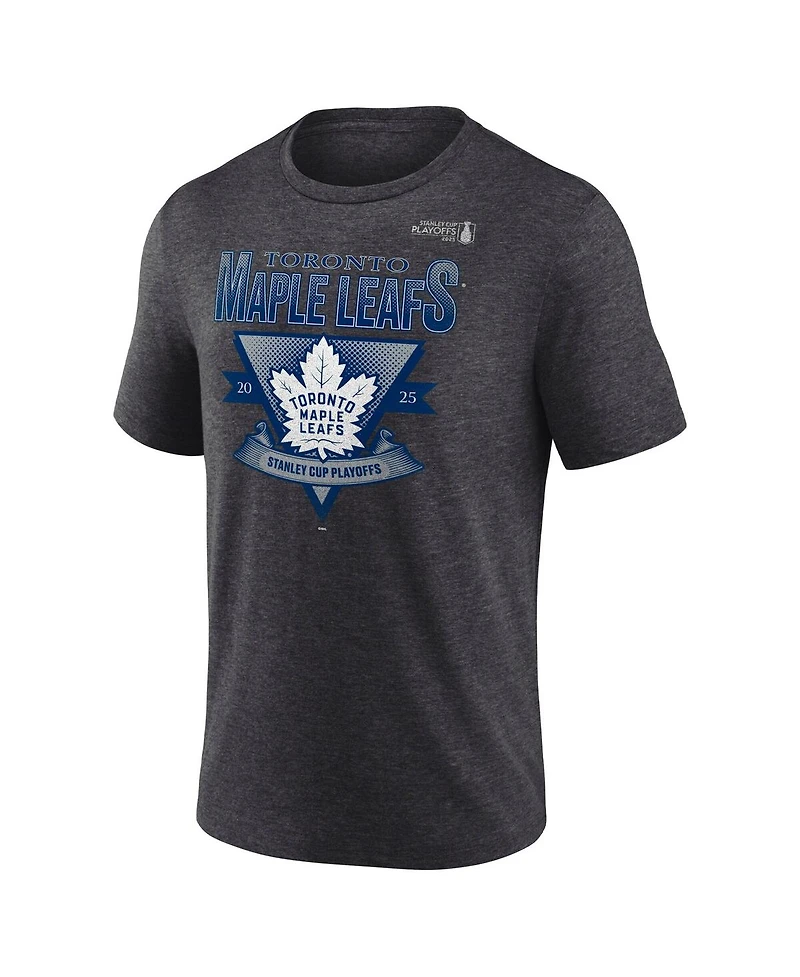 Fanatics Men's Heather Charcoal Toronto Maple Leaf's 2025 Stanley Cup Playoffs Crossbar Tri-Blend T-Shirt